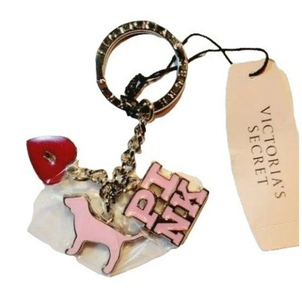 Victoria's Secret Pink Dog Heart Logo Key Chain Rare One Size